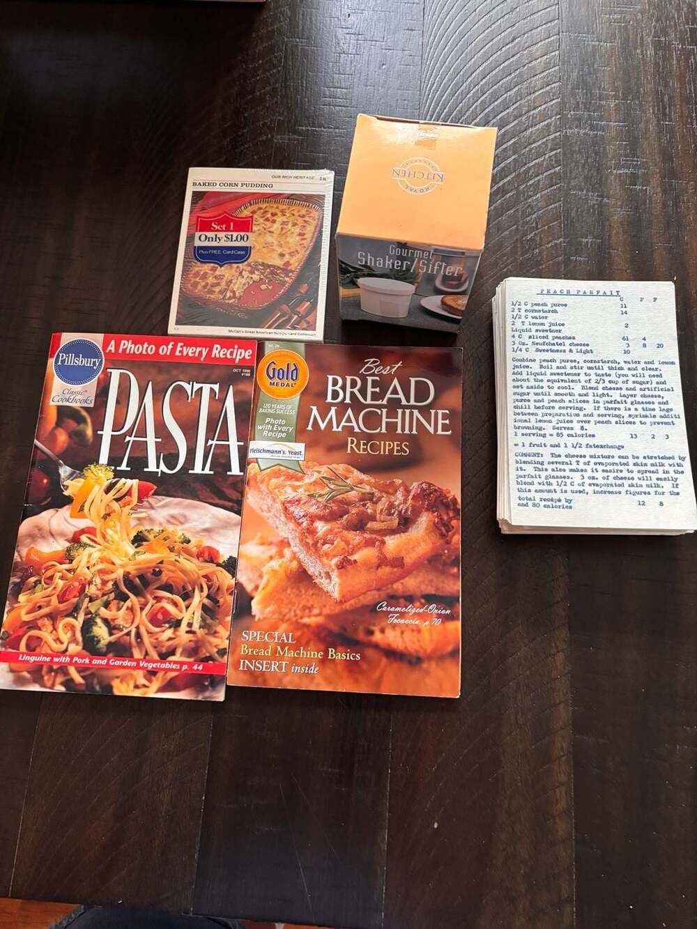 Vintage Kitchen Assortment: McCall's Recipe Card Set, Pillsbury Pasta Cookbook,